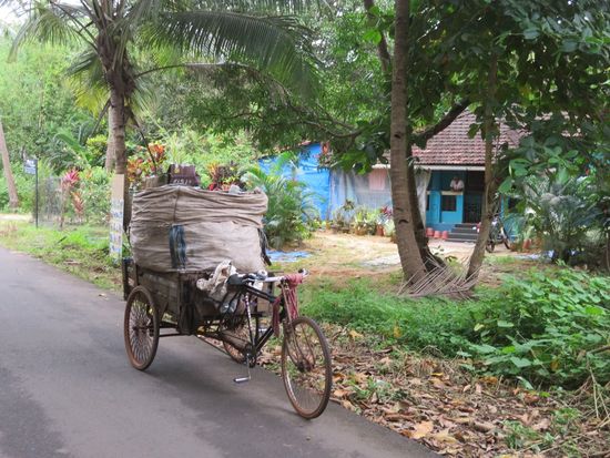 Auch der Platikflaschen-Sammler ist schon unterwegs.