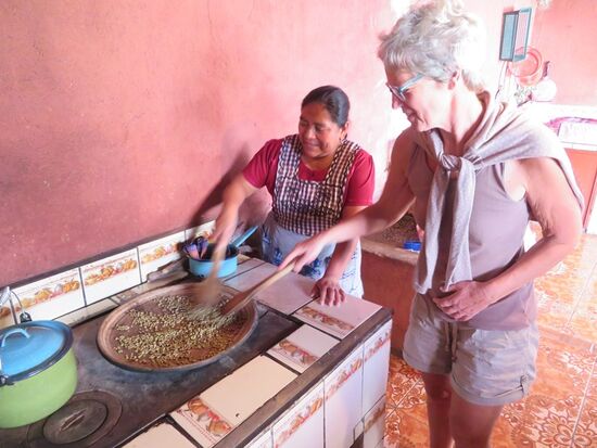 ... aber hier werden Kaffeebohnen geröstet ...