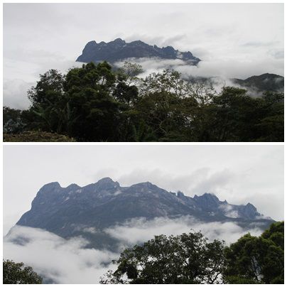 Mount Kinabalu, mit 4.095 Metern der höchste Berg Malaysias.
Hier kann es auch schon mal schneien. Da hatten wir ja noch Glück mit dem Wetter...