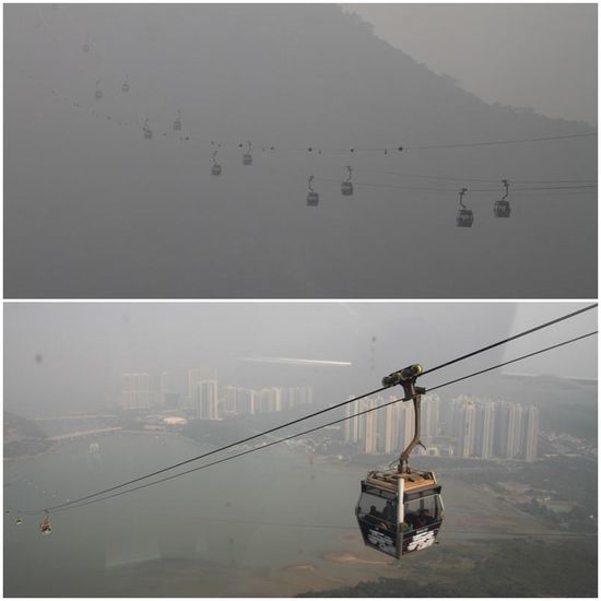 Wer glaubt, Hong Kong bestünde nur aus Betonwüste, hat weit gefehlt. Die Stadt hat auch etliche Kilometer an Wanderwegen durchs Grüne und ruhige Strände zu bieten. Da es zum Baden doch etwas frisch gewesen wäre, machten wir mit dem Cable Car einen Ausflug rüber nach Lantau Island - leider war es ein ganz klein wenig diesig 