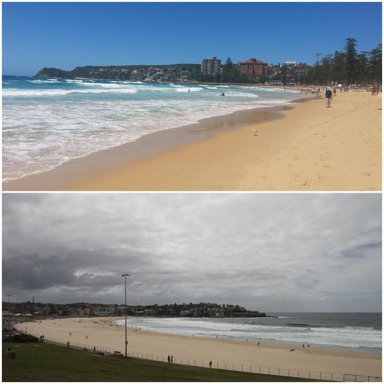 Grossartig Sonnenbaden war an Sydneys Surferstränden für uns leider nicht drin. In Manly war uns um die Mittagszeit die Gefahr des Verbruzelns einfach zu hoch, und in Bondi...naja, man sieht es wohl 
