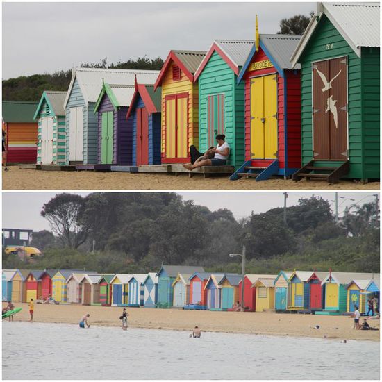 Mit dem Zug ist man schnell vor den Toren der Stadt am Strand angelangt, zum Beispiel bei den niedlichen kunterbunten Beachhouses von Brighton...