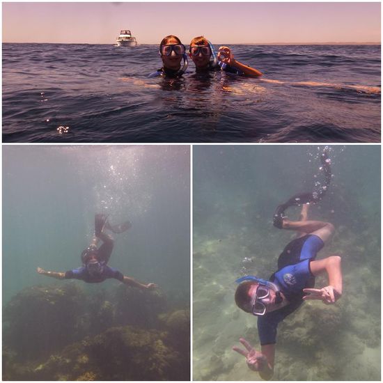 Wir sind happy und tanzen nochmal - diesmal zur Freude und unter Wasser, damit der Walhai uns auch sehen kann 