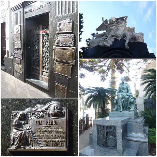 Links das Grab der Familie Duarte, in dem auch Evita ruht.