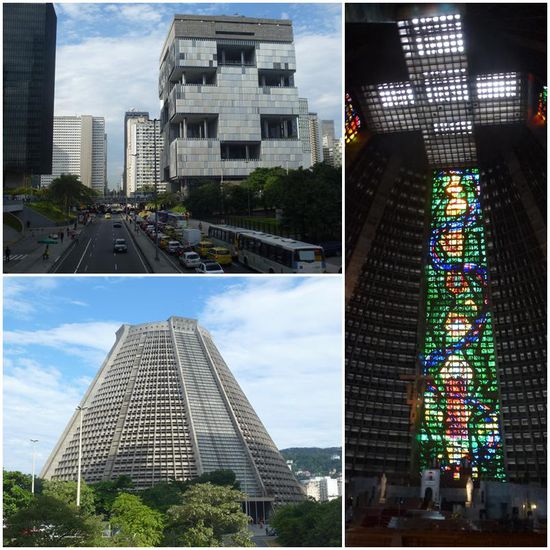 oben links:
Wurde mal offiziell zu einem der 10 hässlichsten Gebäude der Welt gewählt (Petrobras HQ)
unten links und rechts:
Was außen unscheinbar ist, kann innen aber echt was hermachen...