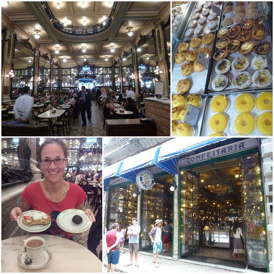 Die Confeitaria Colombo, hier isst das Auge mit - und das nicht nur wegen der tollen Inneneinrichtung aus Spiegelwänden, Vitrinen und antikem Geschirr. Die vielen kleinen Köstlichkeiten waren für jedes Schleckermäulchen eine wahre Gaumenfreude. Das braune Kügelchen auf unserem Teller hat es übrigens ins sich: der "Brigadeiro", eine brasilianische Praline, besteht zu 100% aus einer butterzarten Schokoladenmasse und ist so massig und süß, dass selbst eines dieser Bällchen pappsatt macht 