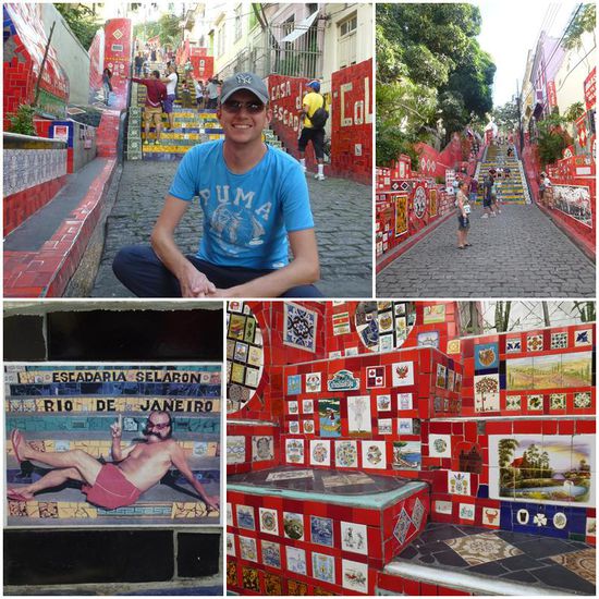 Die "Eascadaria Selarón" ist die verbleibende Möglichkeit, um hoch nach Santa Teresa zu kommen, und zieht viele Touristen an. 
Der chilenische Künstler Jorge Selarón, der einst selbst an den seinerzeit herunter gekommenen Treppen wohnte, fing 1990 an, den Teil vor seinem Haus mit verschiedenen bunten Kacheln zu renovieren. 
Sein Werk weitete er dann immer weiter aus, so dass heute 250 Treppenstufen mit über 2.000 Kacheln aus rund 60 verschiedenen Ländern verziert sind. Während Selarón sich zu Beginn noch mit Fliesenresten von Baustellen behalf, brachten ihm in den späteren Jahren überwiegend Besucher aus aller Herren Länder ausgefallene Kacheln von zu Hause mit.
Der Tod des Künstlers gibt Rätsel auf; er wurde im Januar 2013 tot auf den Treppen aufgefunden. Er selbst ist übrigens auch auf einer der Kacheln verewigt (siehe links unten im obigen Bild).