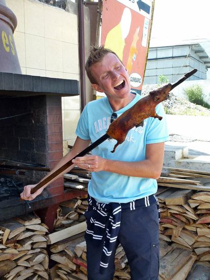 Meerschwein am Spieß