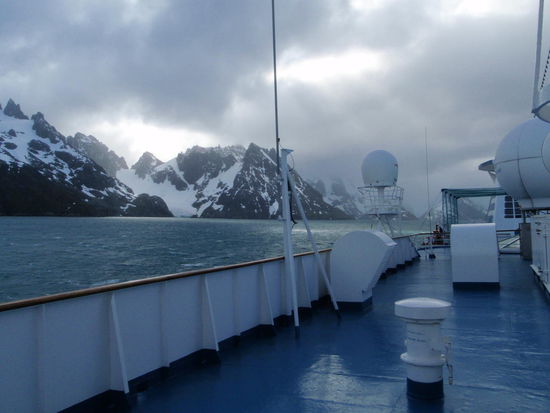 Am Ende von Südgeorgien wäre heute ein weiteres Highlight die Fahrt in den Drygalski Fjord gewesen. Wegen schlechtem Wetter, Nebel und starken Windböen war dem Kapitän das Risiko zu gross, in den engen Fjord einzufahren. Das Wenden im Fjord ist nicht möglich, deshalb musste das Schiff rechtzeitig drehen.
Die erste Woche unserer Antarctisexpedition ist nun vorüber, wir bedanken uns für die vielen Kommentare und freuen uns, wenn ihr uns weiter auf unserer Reise begleitet.