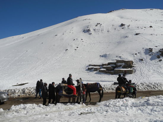Jetzt geht es ab auf dem Esel zum Doppelmayr Sessellift.