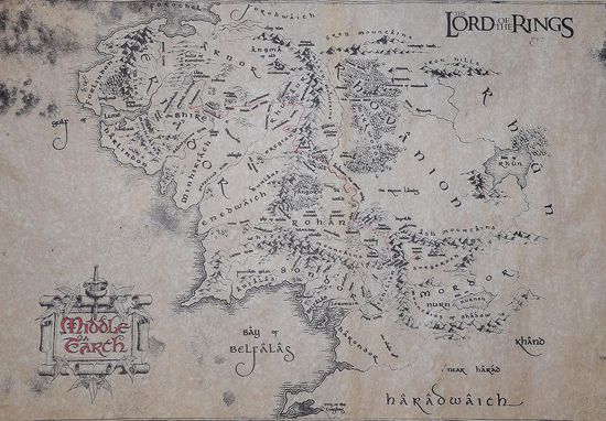 Karte von Mittelerde (The Hobbit &amp; Herr der Ringe)