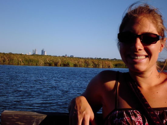 Der Herdsman Lake, an dem wir wohnen und die Skyline von Perth im Hintergrund