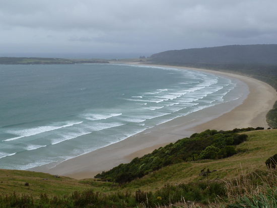 Blick von den Florence Hills auf die Tautuku Bay