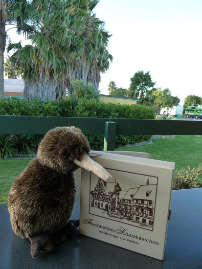 Kiwi ist natürlich dabei und da mein Schatzkästchen mitlerweile leer ist, bin ich mir nicht mehr sicher, ob nicht doch der Kiwi da nachgeholfen hat - ich hätte die guten Pralinien doch nie alle so schnell alleine aufessen können  