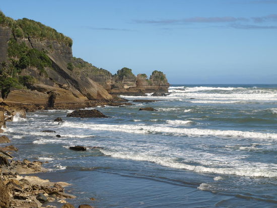 Blick zurück zu den Pancake Rocks