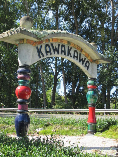 Das Stadteingangsschild von Kawakawa