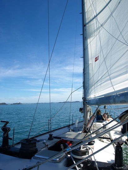 Die Phantom - nur vom Hafen raus in die Bay und in den Hafen zurück fuhr sie mit Motor, ansonsten wurde nur gesegelt