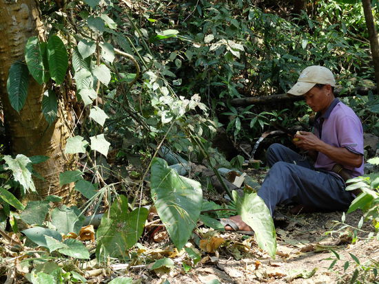 Der Mann der unser Geschirr geschnitzt hat - von den Stäbchen bis zum Essenbehälter...total beeindruckend. Bambus ist für alles gut!