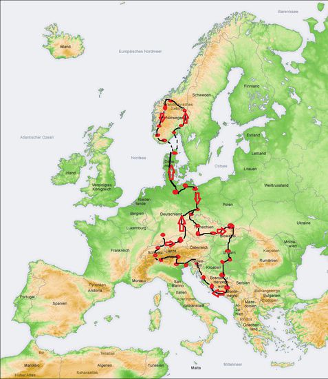 Start: 2.05.2014 Ahrensburg 
Ziel: 20.10.2014 Niesky, Bulli kommt in den Winterschlaf 