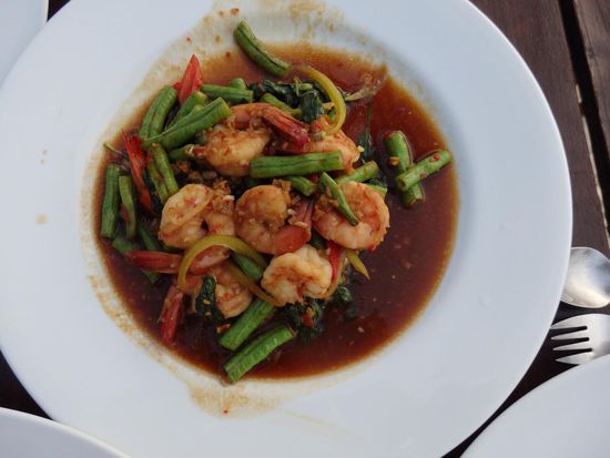 Pad Kaprao,
Basil &amp; chillies stir fried. Combined with garlic, thick oyster sauce and selections of frech vegetables.