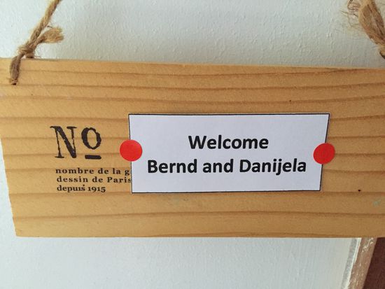 Das Schild an unserem Zimmer ))