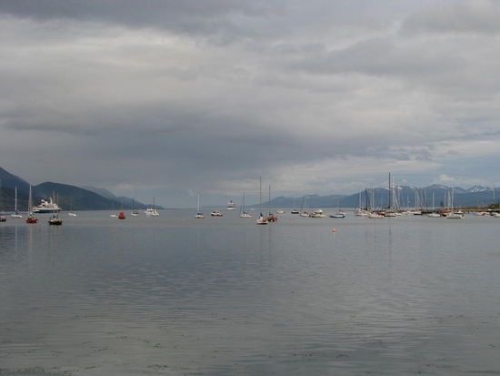 Ushuaia liegt am Beagle Kanal, südlich ist noch ein Stück Chile. Praktisch alle Antarktika - Kreuzfahrtschiffe machen hier Halt.