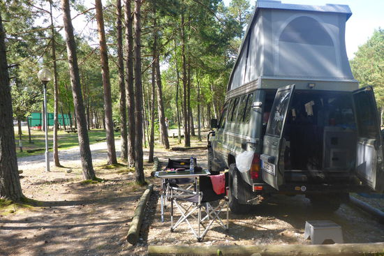 Übernachtungsplatz in Nida (Kurische Nehrung): Nidos Kempingas.
19.-21.5.2014, Tage 6 und 7; 1925 km