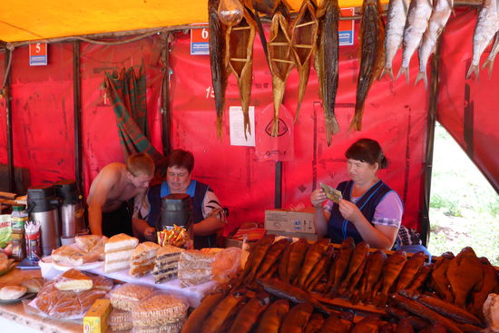 Beim Studium unserer Tourkarte. Olfiona wollte noch wissen, ob mein Auto eine Million Rubel kostet