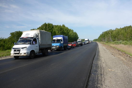 Im Stau an einer der zahlreichen Baustellen