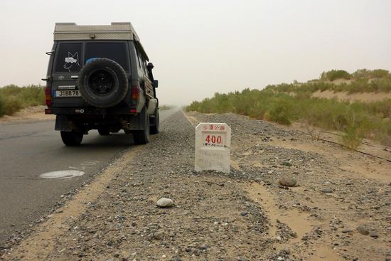 Bei KM 400, die Fahrt wird eintönig