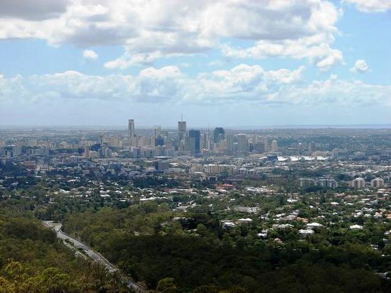 Das Zentrum der gruenen Millionenstadt Brisbane ist immer noch ueberschaubar.