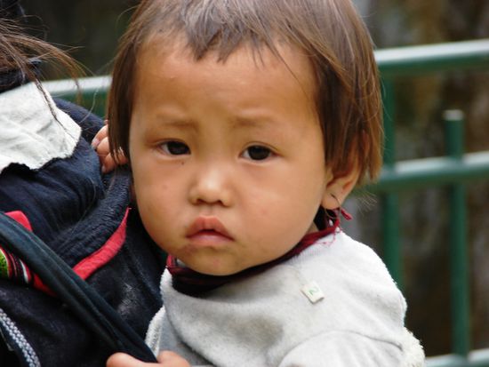 Nur die aelteren Kinder koennen ihren Kopf selbststaendig aufrecht halten! (vgl. Bild oben)
