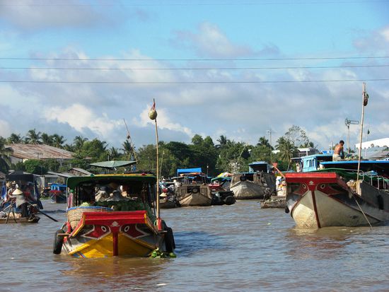Mehrere hundert Boote waren am Floating Market von Cai Rang versammelt.