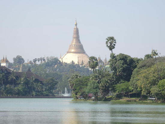 sie steht auf einem Hügel und tront über der Stadt Yangon