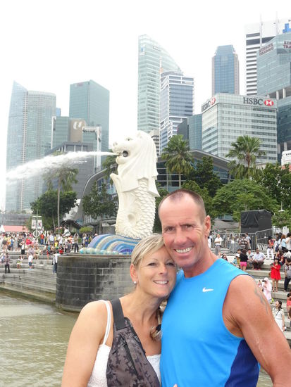 Wahrzeichen Singapurs: MERLION - halb Löwe, halb Meerjungfrau