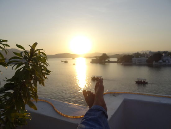 Sonnenuntergangsstimmung über dem See