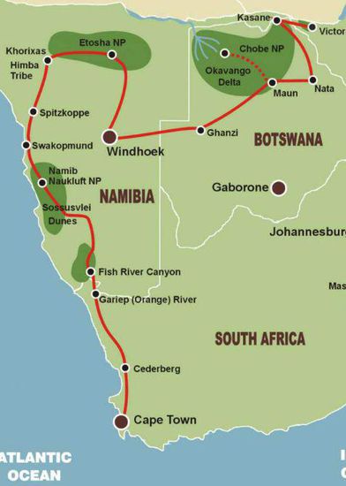 Unsere Route : ca 5000 km durch Afrika liegen vor uns