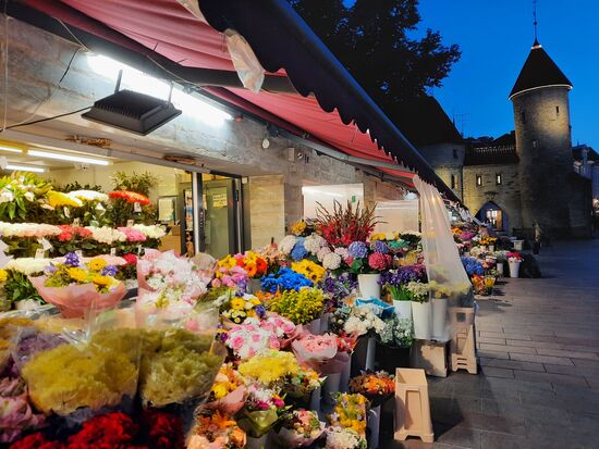 Nach 23 Uhr, die üppigen Blumenläden hatten alle noch geöffnet.