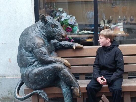 Zwiegespräche mit einem Wildschwein. Über den Inhalt wird Stillschweigen bewahrt. Und wo saß das Wildschwein? Vorm Steakhouse. Makaber.