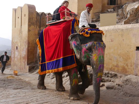 ... wird von manchen auch per Elefant erklommen