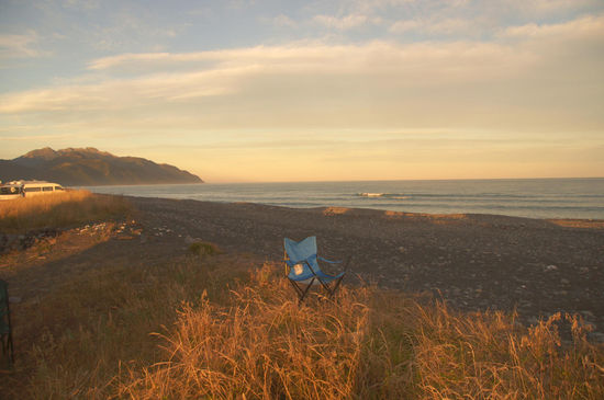Sicht vom Camper aus auf unseren Privatstrand