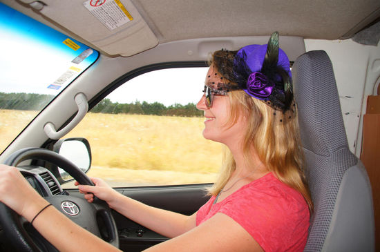 Ich samt meinem stylischen Fahrerhut 