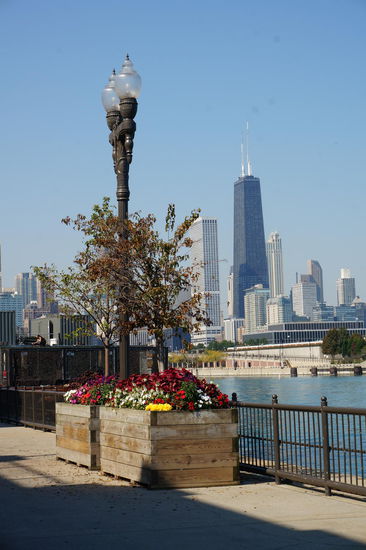 Vom Pier aus hat man auch einen schönen Blick auf die Skyline von Chicago.