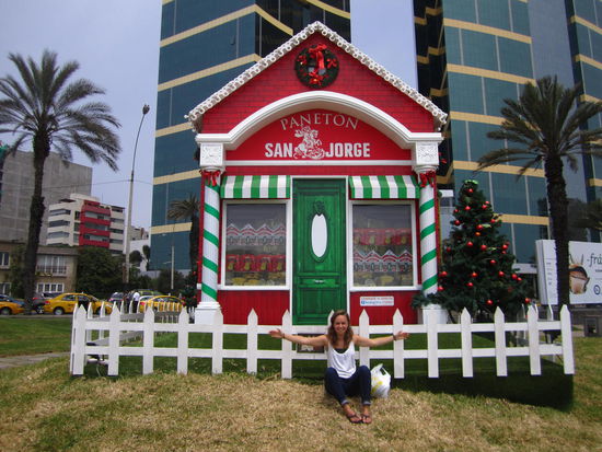 Vor dem Paneton-Haus - FELIZ NAVIDAD!