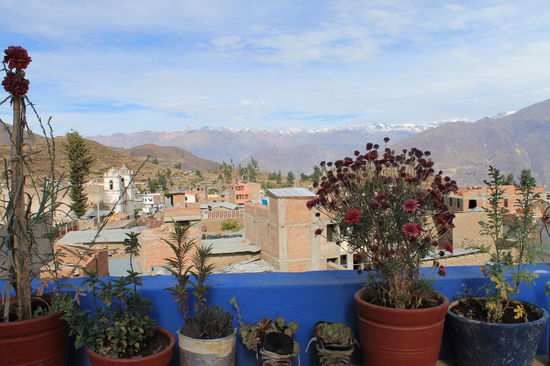 Blick von unserem Hostel in Cabanaconde beim Fruehstueck