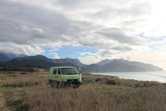 Unsere Lieblings-Freedomcampsite, Meatworks Beach, Kaikoura