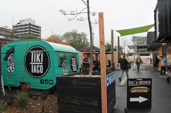 Innenstadt Christchurch - Containermall, die nach dem Erdbeben entstanden ist