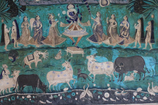 Lord Krishna mit heiligen Kuehen
