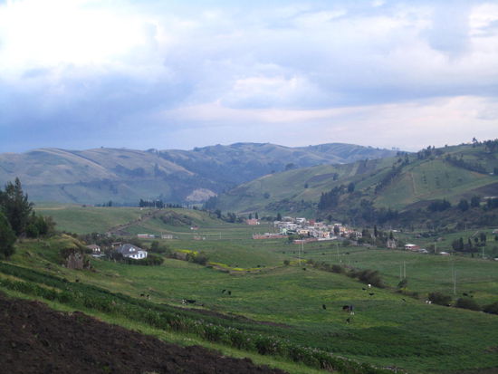 Blick auf das Haus, in dem die Zimmer vermietet werden und die Comunidad Chimborazo
