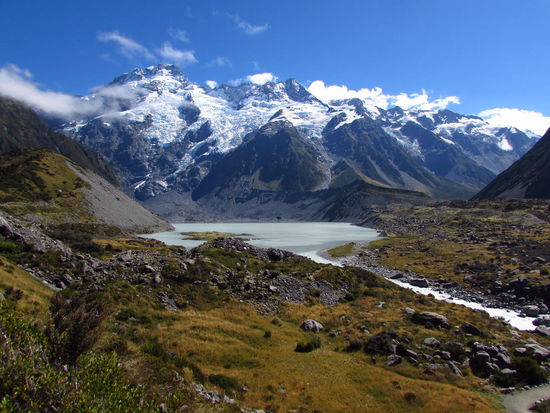 Im Schatten der Gletscher des Mount Sefton haben wir 2 Nächte geschlafen.